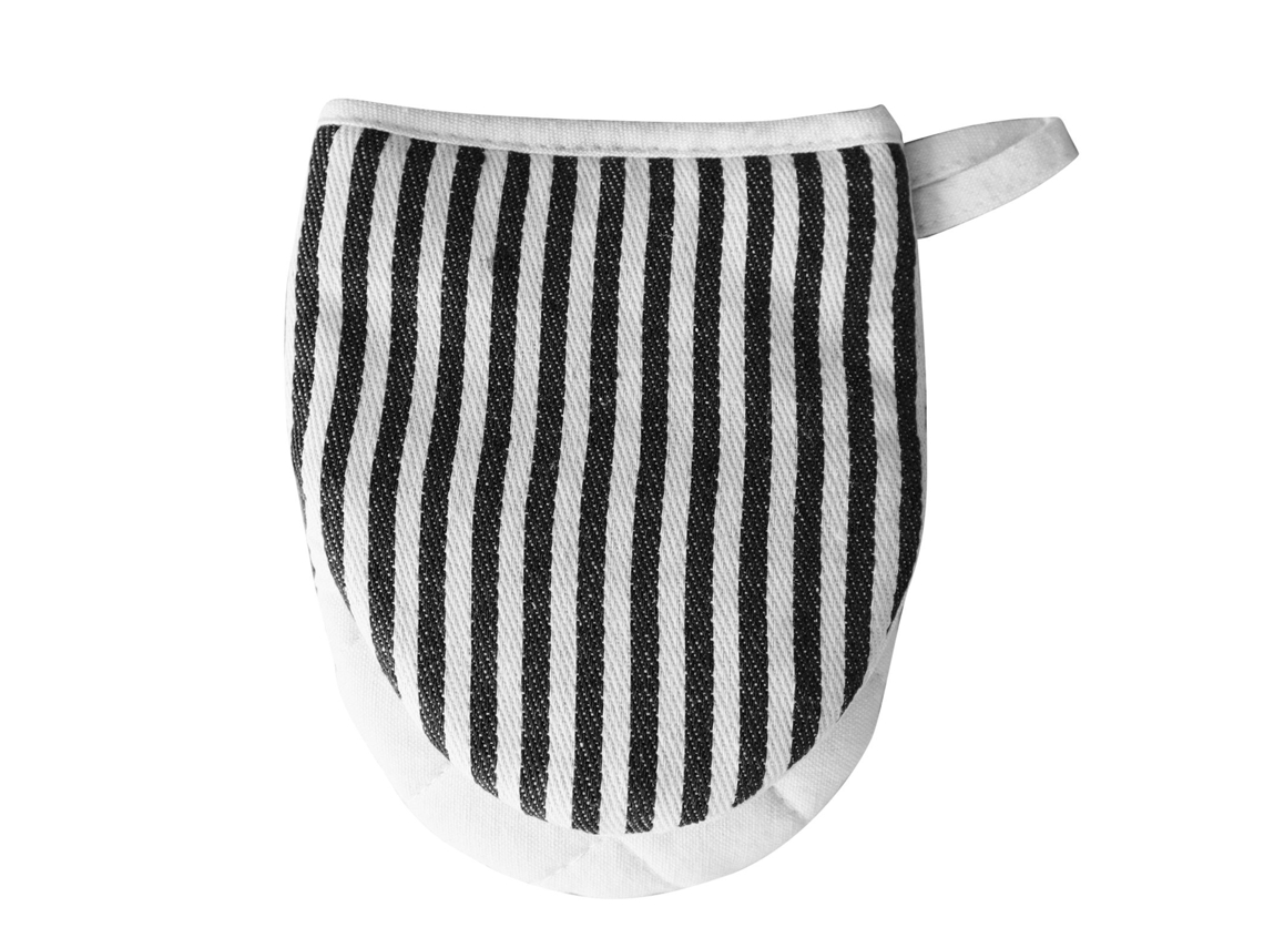 Luvas De Forno Resistentes Ao Calor Com Padrão De Listras E Cordão, Algodão Grosso, Pretas, Para Micro-ondas E Churrasco