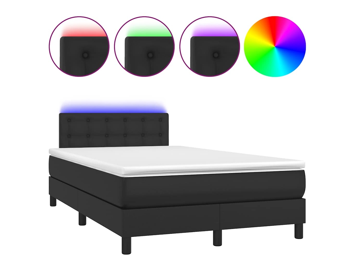 Box Spring Bed, Box Spring Beds Vidaxl Preto Couro Artificial (120 X 190 Cm)