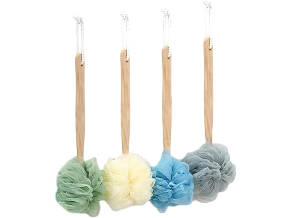 Lurelia Conjunto De 4 Buchas Vegetais De Banho Para Duche, Bucha Vegetal, Cabo Longo E Escovagem A Seco