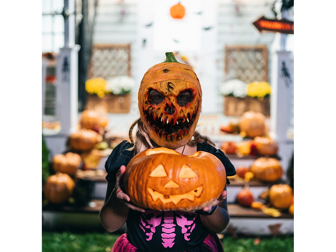 Walshlxq máscara de Calabaza de Latex Espeluznante para Halloween, Disfraz Y Accesorio de Fiesta Terrorífica