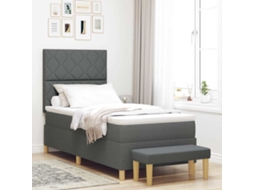 Vidaxl Cama Box Com Almofada Cinza Escuro 190 X 90 Cm Tecido