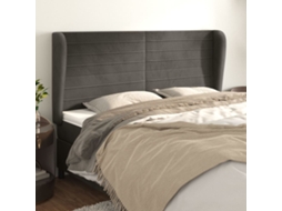 Cabecero con Alas de Terciopelo 183x23x118/128 cm Gris Oscuro