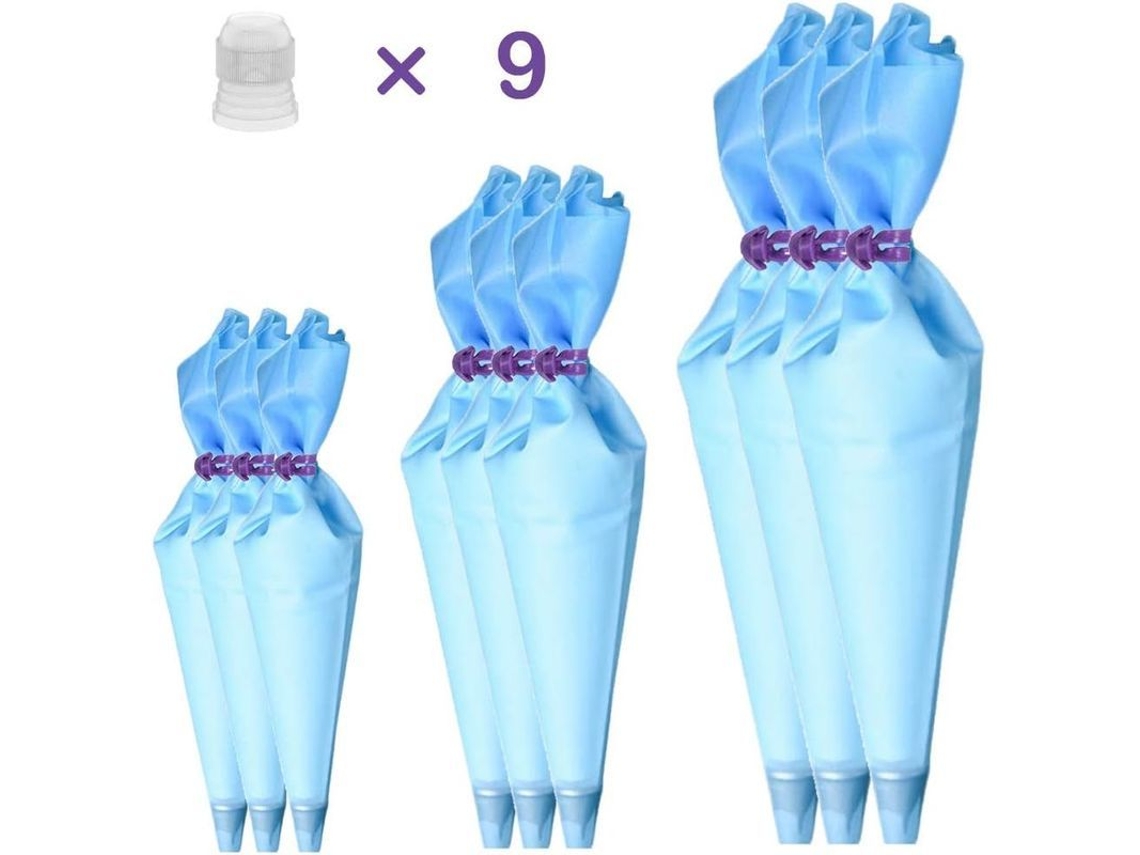 Bolsas de decoração Nova Line, 9 bolsas de silicone, 27 peças para bolo S/MARCA