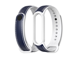 Pulseira De Relógio Lurelia Para Xiaomi Mi Band 5/6 De Substituição De Couro Azul E Branco
