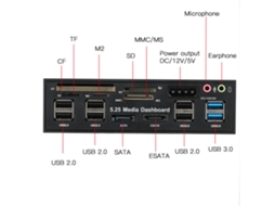 Leitor De Cartões Multifuncional Integrado Com Usb3.0 Esata Sata Para Painel Frontal De Pc