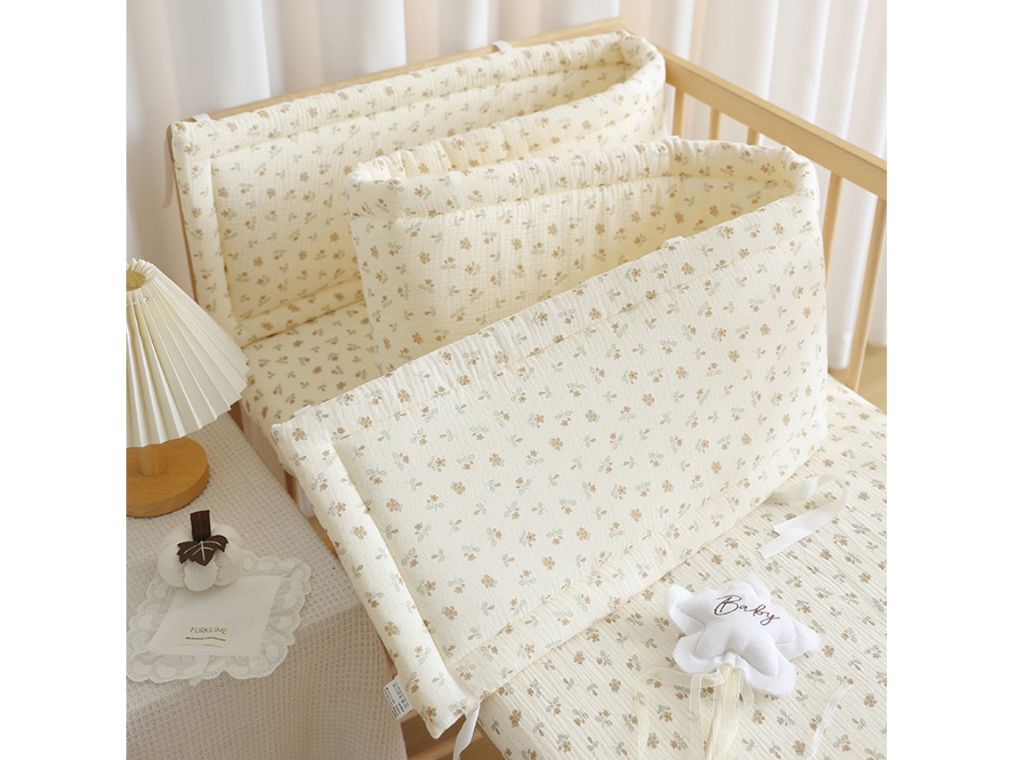 Protetor De Berço, Almofada Protetora Macia Peça Única Capa Fixa 28cm X 2m - Flor - Eifson
