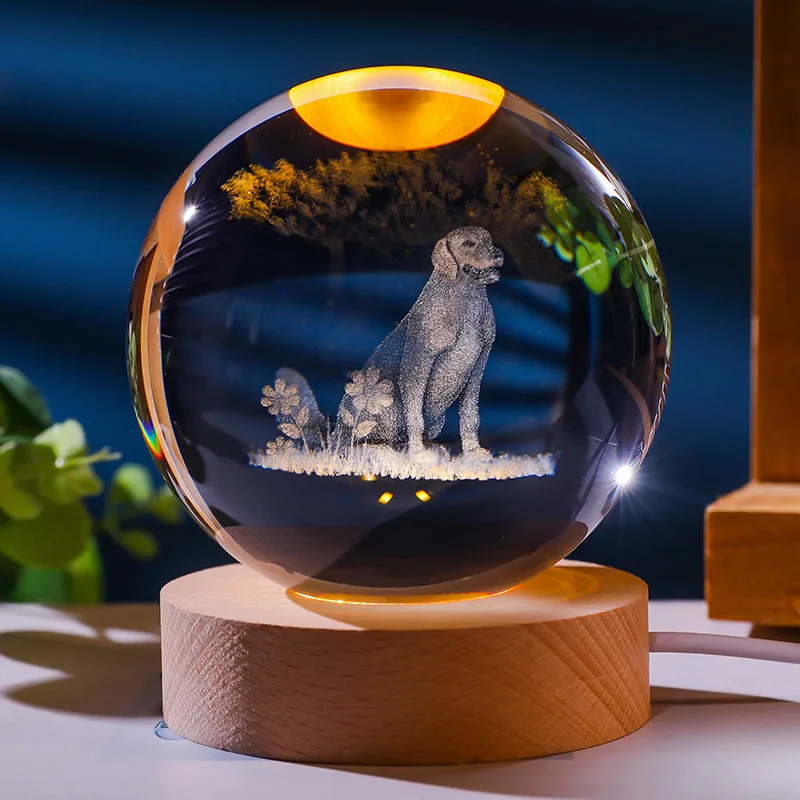 Luminária Noturna Bola de Cristal , Luminária Esculpida em 3d, Decoração para Casa MDUG (luz Colorida)
