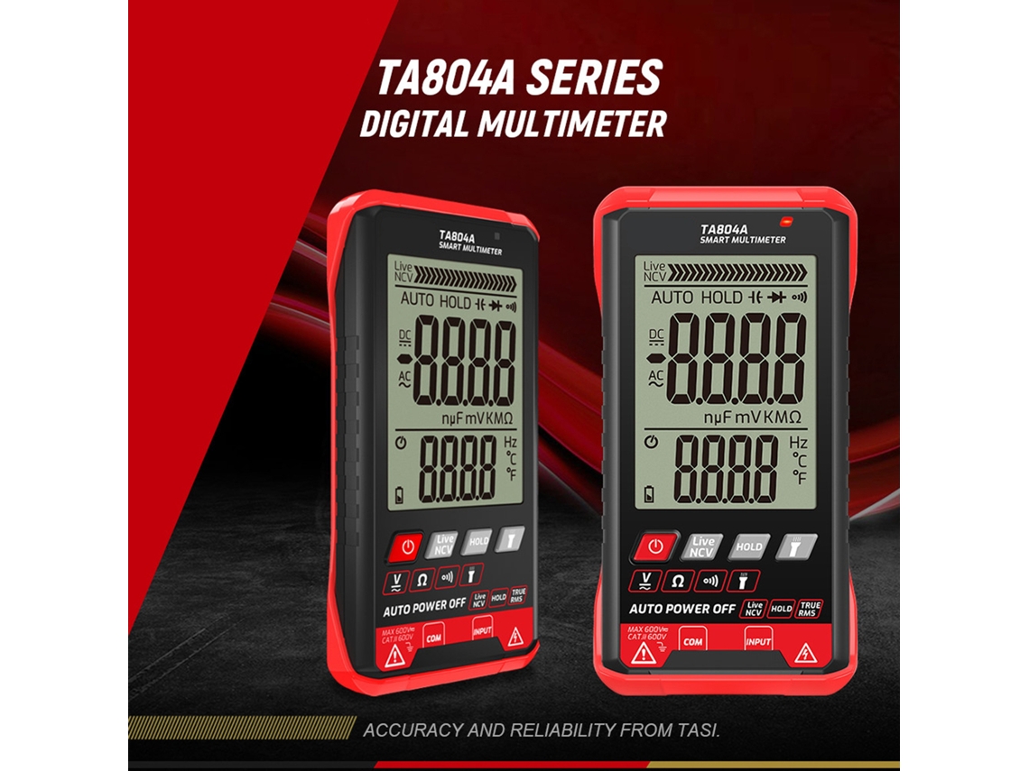 Multímetro Digital True RMS Profissional, Auto, com Tela Fina, Ohmímetro, NCV, Voltímetro, Capacitância, Diode