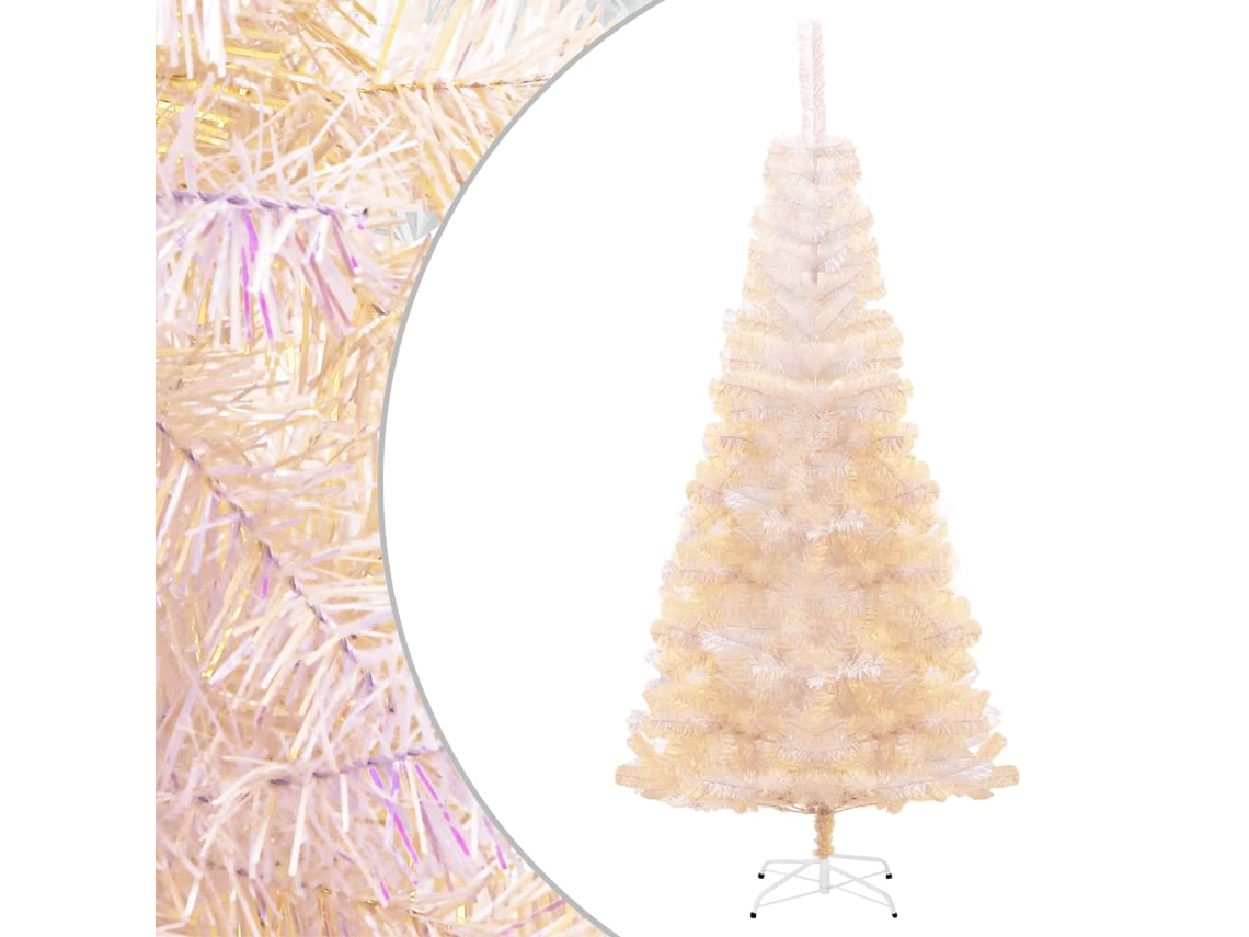 Vidaxl Árvore Natal Artificial + Pontas Iridescentes 240 Cm Pvc Branco
