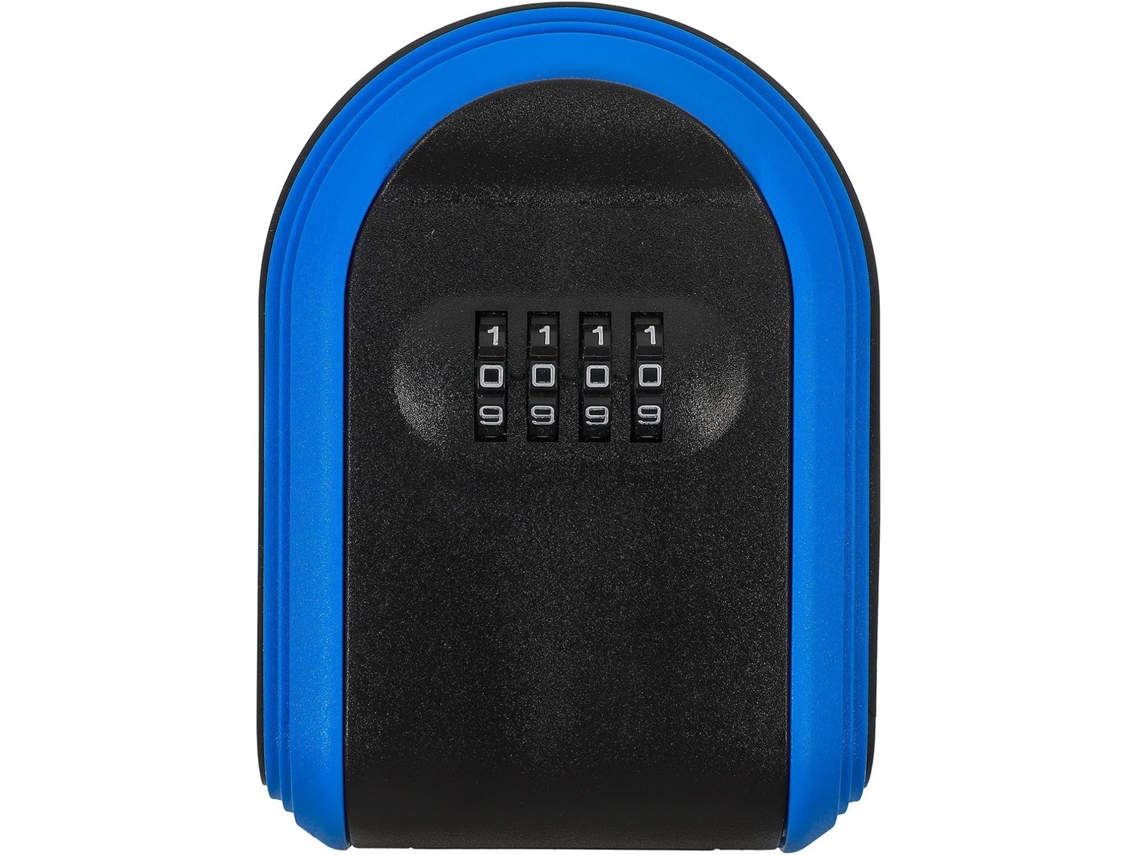 Cofre De Parede Azul Em Plástico Com Combinação Para Chaves, Ideal Para Armazenamento Seguro.