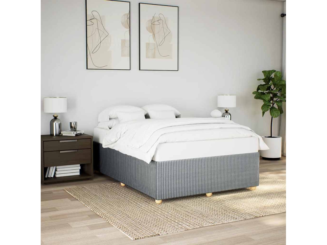 Vidaxl Estrutura de Cama Sem Colchão 140x190 Cm Tecido Cinzento claro