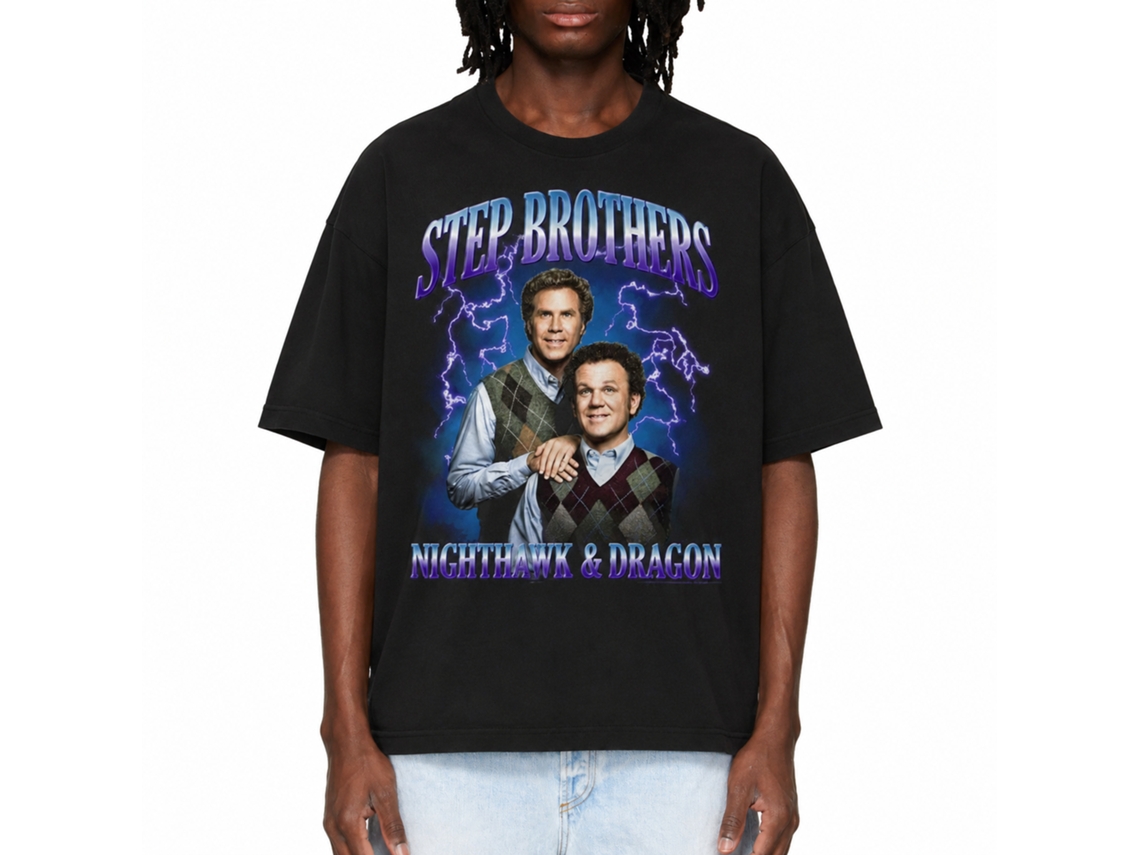 Rockinstone Step Brothers Movie Lightning Gradient Black Adult T-shirt Size:xxxl