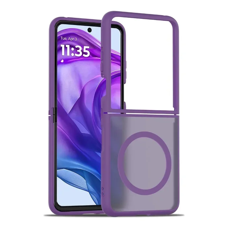 (roxo Escuro, Motorola Razr 2024) Capa Dobrável Fosca Com Carregamento Magnético, Textura Agradável Ao Toque E Resistente A Impactos.