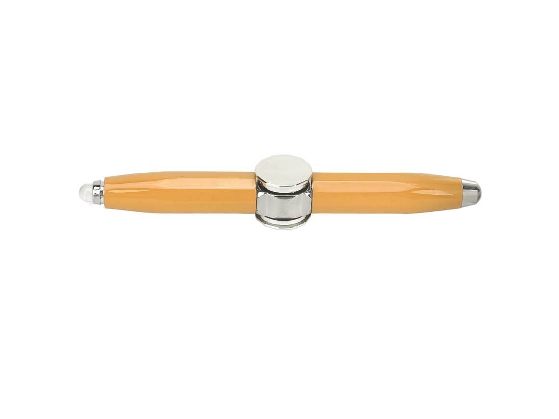 Mali caneta Giratória Fidget com Luz Led para Alunos Amarela Caneta Esferográfica Portátil para Aliviar Estresse