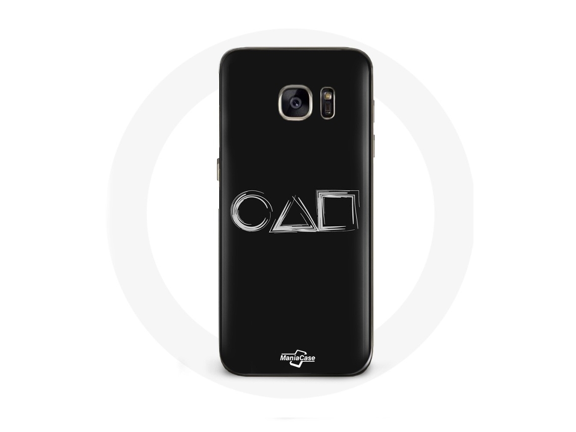 Capa para Samsung galaxy S6 Squid Game logotipo símbolos borda círculo triângulo Fundo preto