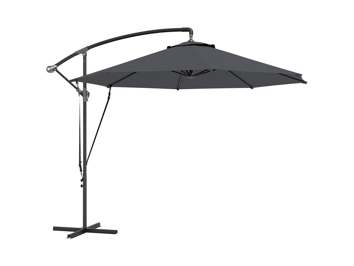 Chapéu Sol Excêntrico Ø290cm Base Cruzada Cinzento