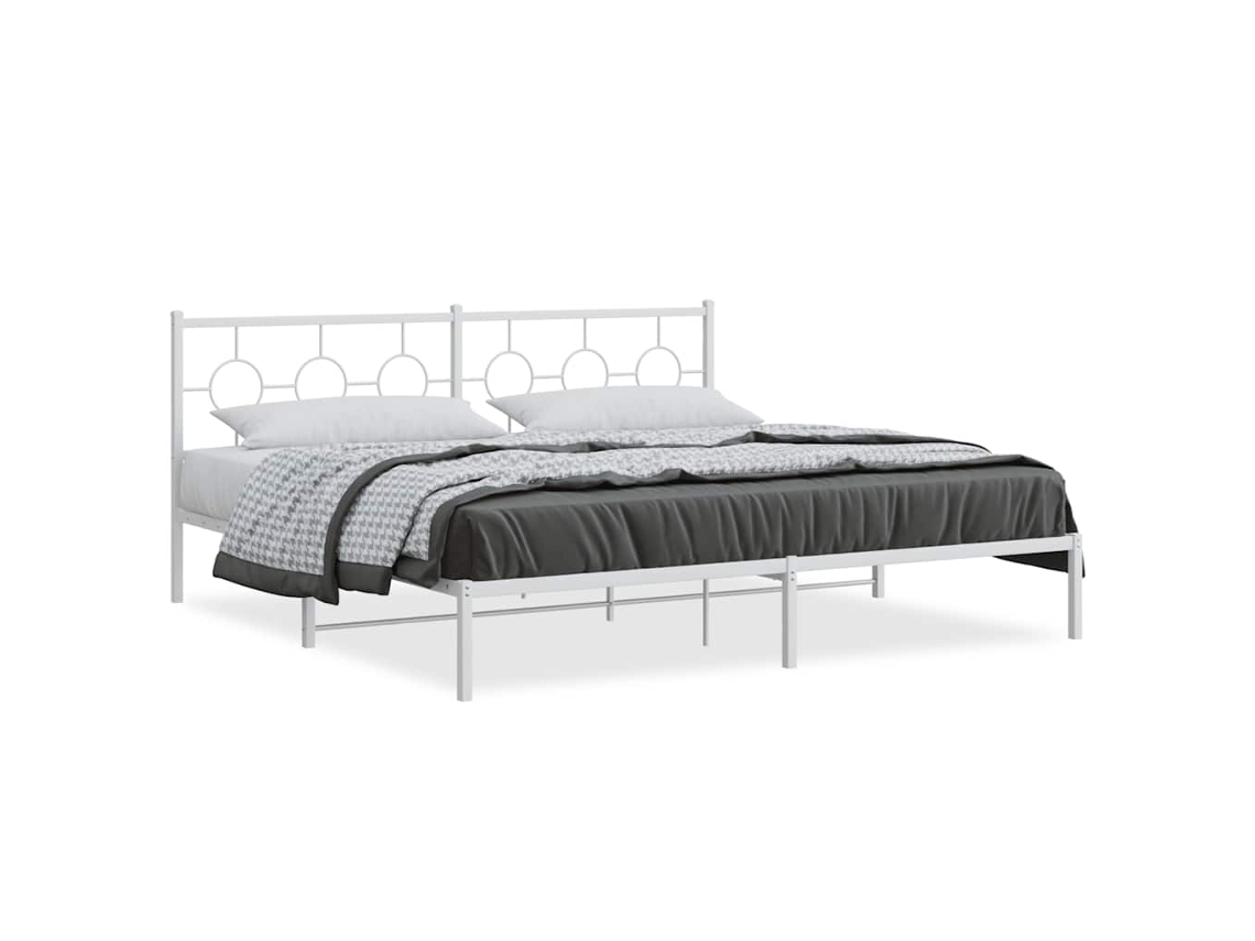 Estrutura de Cama com Cabeceira Metal Branco MAISON EXCLUSIVE 200x200 cm