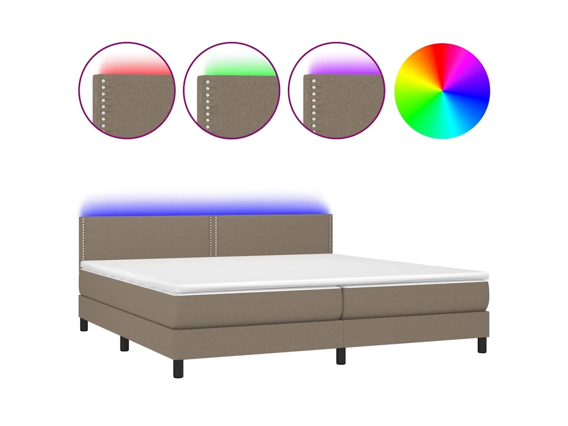 Box Spring Bed, Box Spring Beds Vidaxl Cinzento-acastanhado Tecido (200 X 200 Cm)
