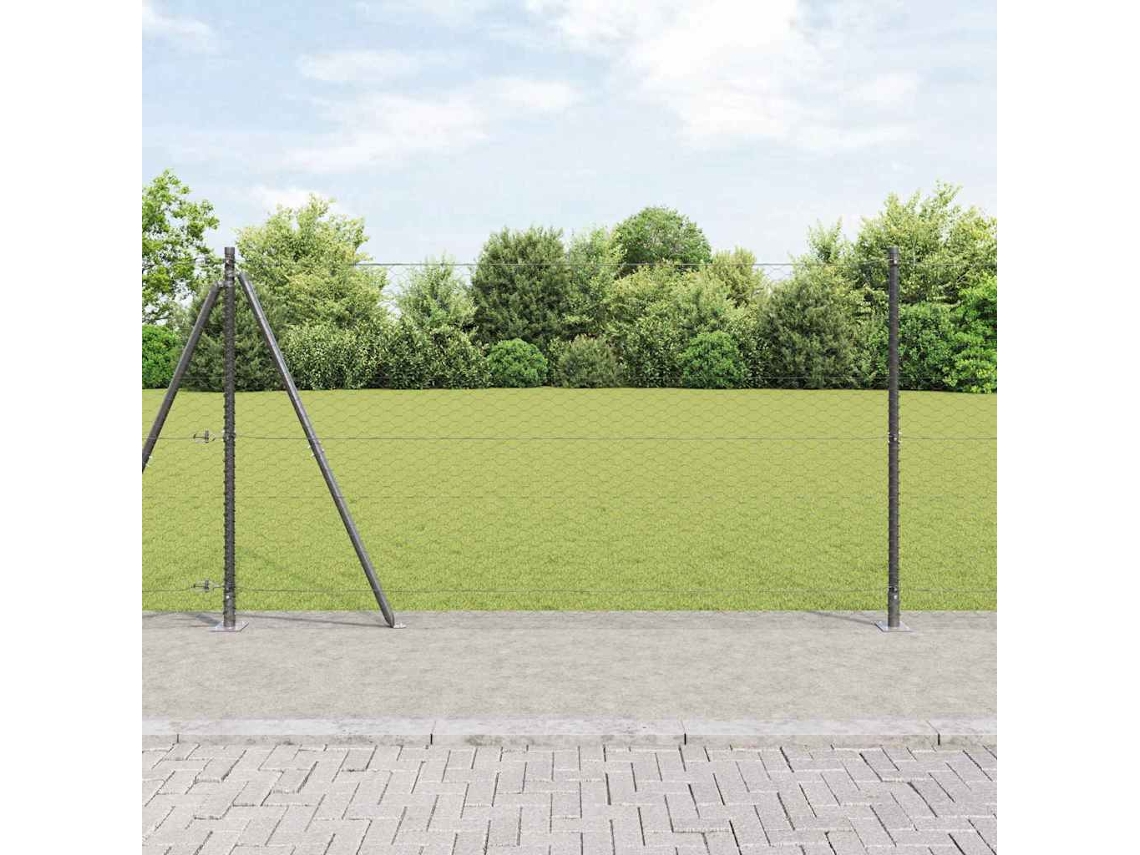 Vidaxl Cerca Hexagonal Com Base De Concreto 100 X 1,4 M Cinzento Malha