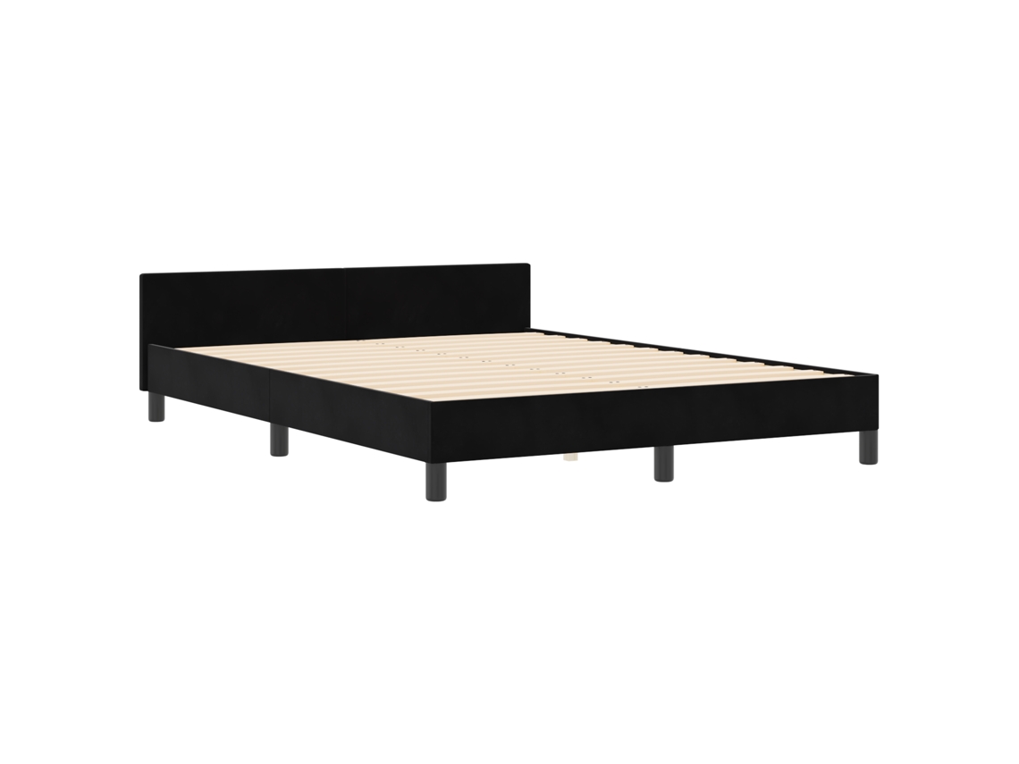 Conjunto 1 Cama Moderna Vidaxl Preto Veludo (140 X 200 Cm)