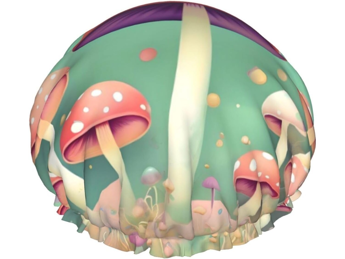 Touca De Banho Feminina Dream Mushroom, Impermeável, Reutilizável, Com Cordão Elástico Lavável, Adequada Para Cabelos