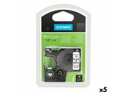 Cinta Laminada para Máquinas Rotuladoras DYMO D1 16959 12 Mm X 5,5 M Preto Poliéster Branco 5 Unidades