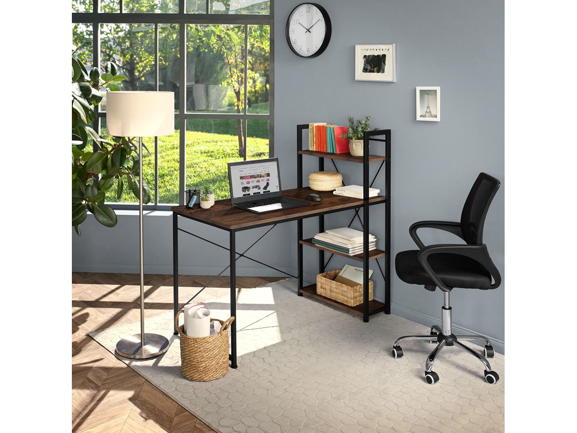 Mesa De Computador Hershey TECTAKE (Madeira Industrial Escura - 122 x 61 x 120 cm)