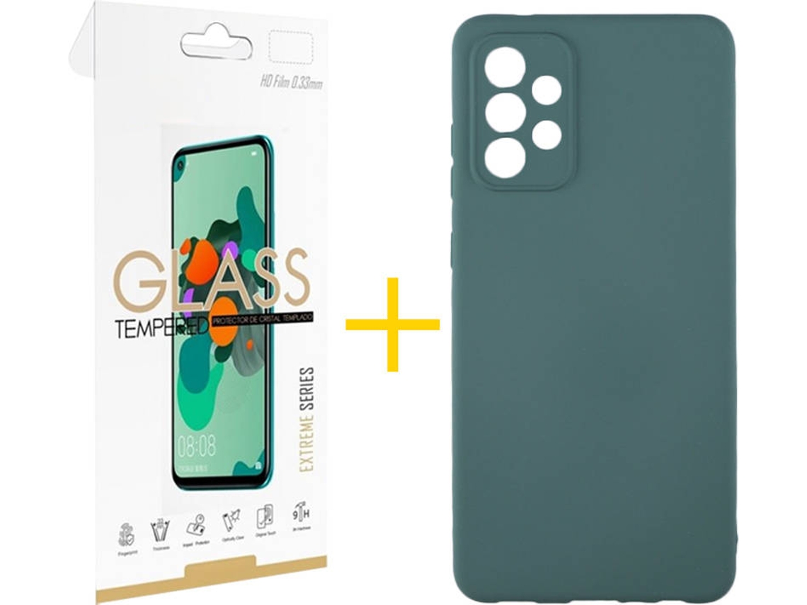 Capa e Película de Vidro Samsung Galaxy A32 5G SKYHE Silicone Líquido Verde