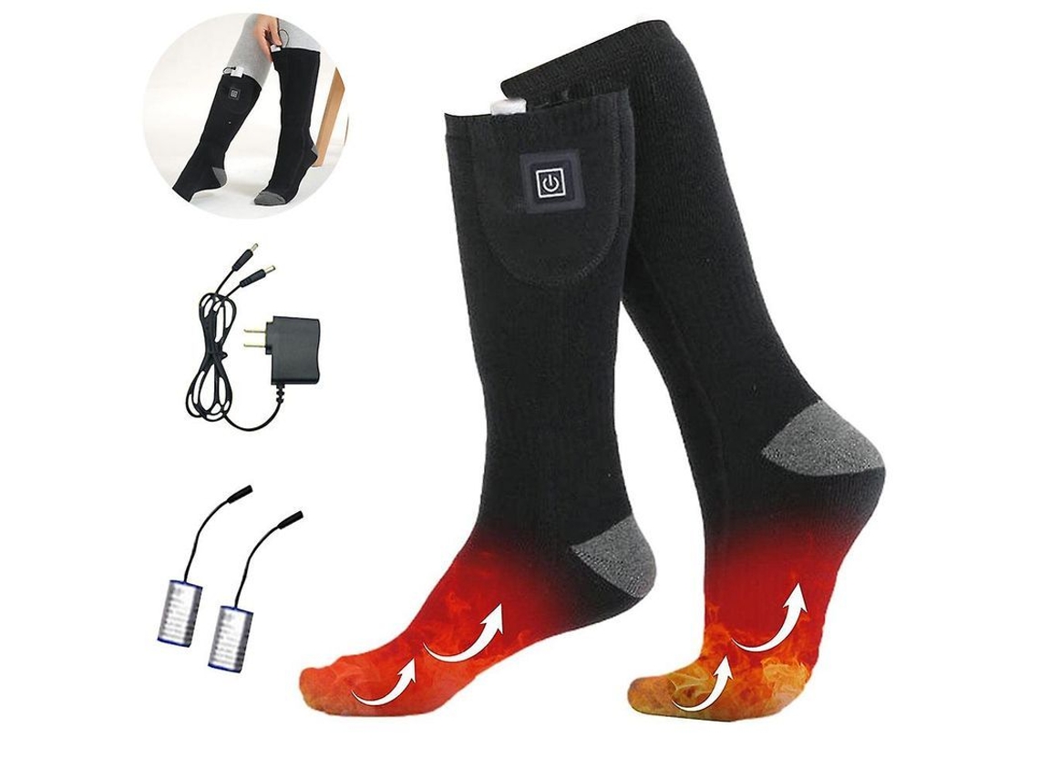 Calcetines Calientes Recargables Con Batería Eléctrica Ajustable 3 Niveles Para Hombres Y Mujeres Negro