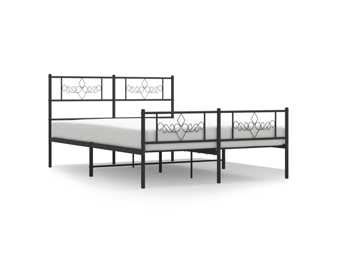 Bed Frame, Bed Frames Vidaxl Preto Aço (140 X 190 Cm)