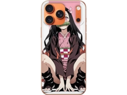 Capa Para Celular Compatível Com Apple Iphone 17 Pro Max. Desenho Animado De Uma Garota Anime Em Roupa Rosa Com Um Objeto Que Lembra Bambu E Expressão