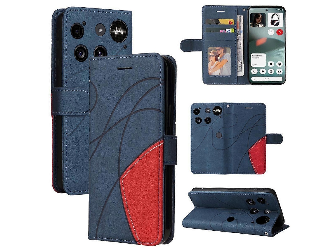Capa De Couro Bicolor Com Design Flip Para Iphone 3.