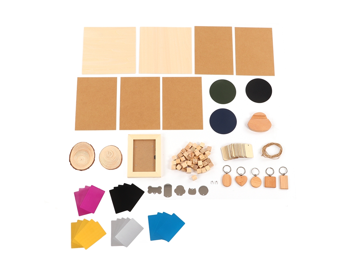 Kit de Materiais para Laser 11 Tipos Inox Madeira Pinho Diy Cnc Gravura Madeira