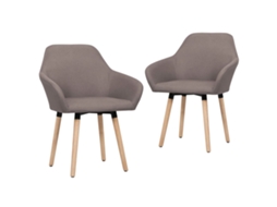 Vidaxl Cadeiras De Jantar 2 Pcs Tecido Cinzento-acastanhado