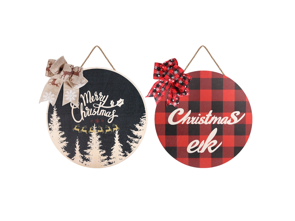 Sinal de Porta de Madeira de Natal para Decoração de Porta de Casa de Ano Novo para Pendurar Estilo 4