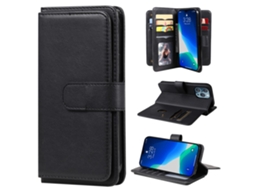 Capa Para Iphone 15 Pro Pele Sintética Com Porta-cartões Preto