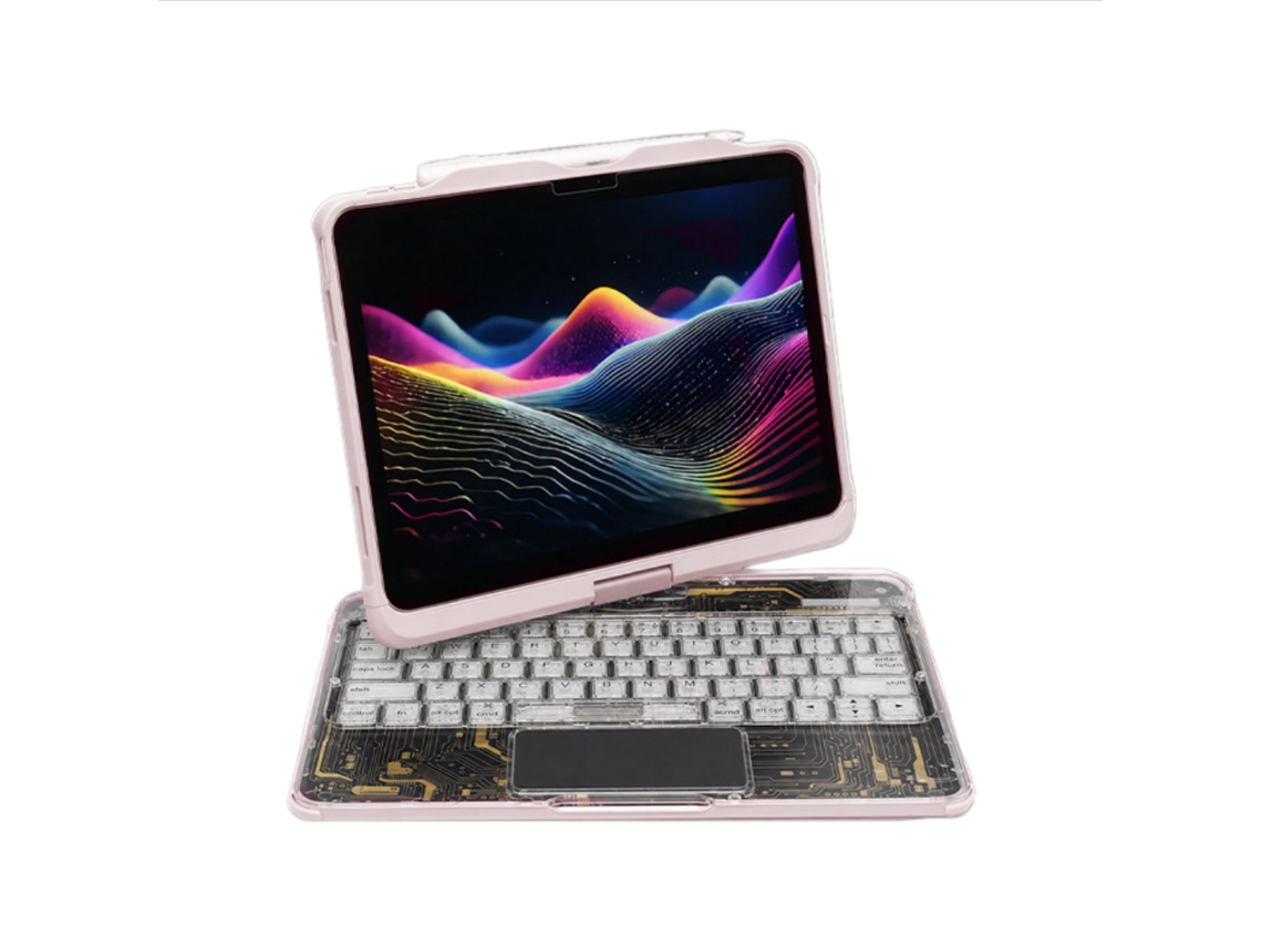Teclado Mágico Para Ipad Air 4/5 De 10,9 Polegadas, Retroiluminado, Rotativo, Bluetooth 5.3, Rosa
