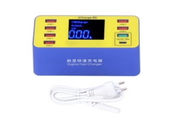Carregador Digital Multifuncional 8 Portas Usb Qc3.0 Pd Fast Charger Com Display Lcd