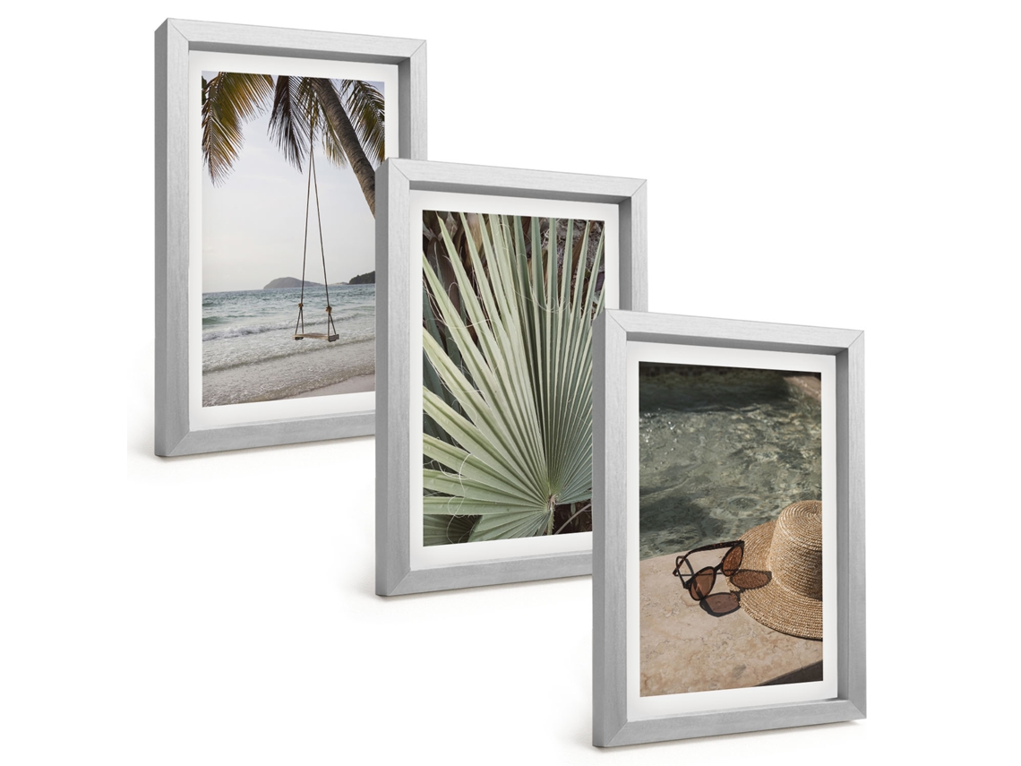 Composição De Quadros Férias Em Balanço Na Praia Com Folhas Espelharte (3 Peças 20x30 Cm)