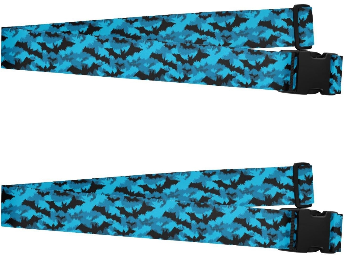 Conjunto De 2 Cintas Bagagem Em Poliéster Com Estampa Morcego, Camuflagem, Azul E Preta, Para Viagens Criativas