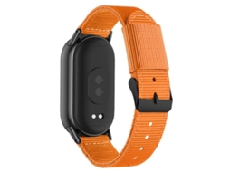 Bracelete Para Xiaomi Smart Band 10/9/8 - Nylon Trançado - Fivela De Pino Preta Laranja