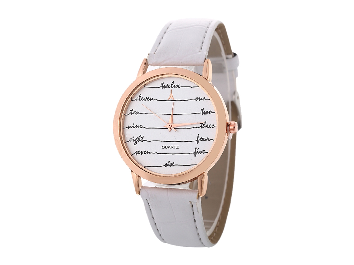 Relógio de quartzo unissex elegante e casual, ideal para presente de casais (branco)