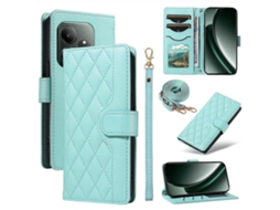 Compre Para Realme Gt 6 5g Capa Carteira De Couro Com Alça De Ombro E Pulseira Verde
