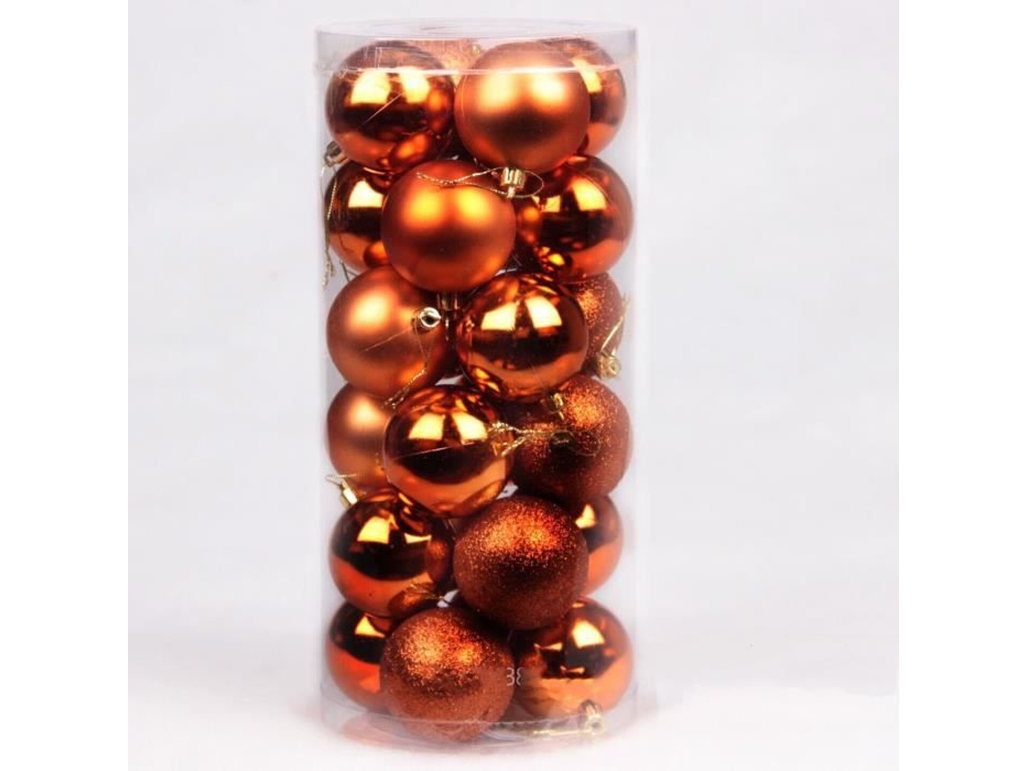 Conjunto de 24 peças 4cm enfeites de árvore de natal enfeites de árvore de natal decoração de casa interior jardim ao ar livre - cobre FULOZO
