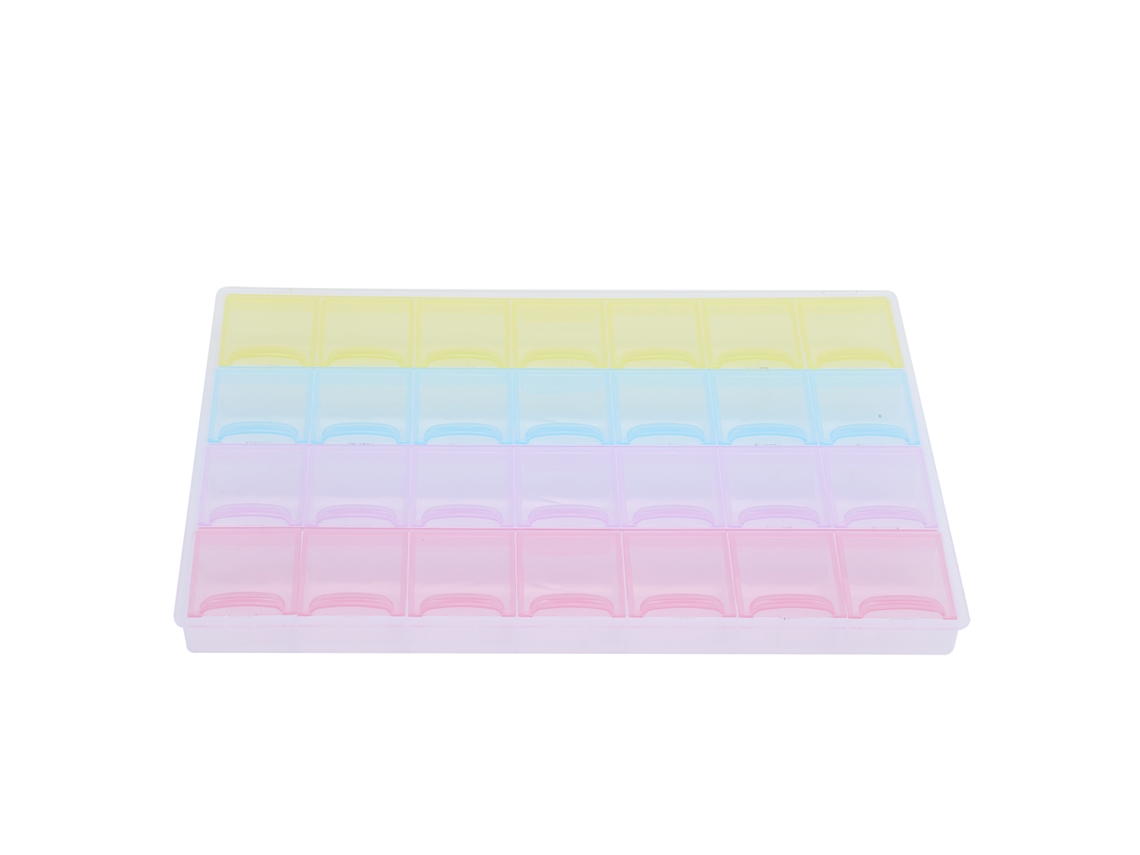 Caja De Armazenamento De Pedras Strass Com 28 Compartimentos Durável Organizador De Pérolas Para Costura Manual, Unhas E Joias