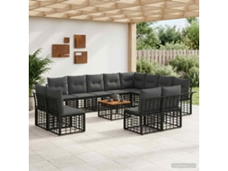 Vidaxl Conjunto De Sofás Para Exterior 13 Unid. Preto E Cinza Escuro