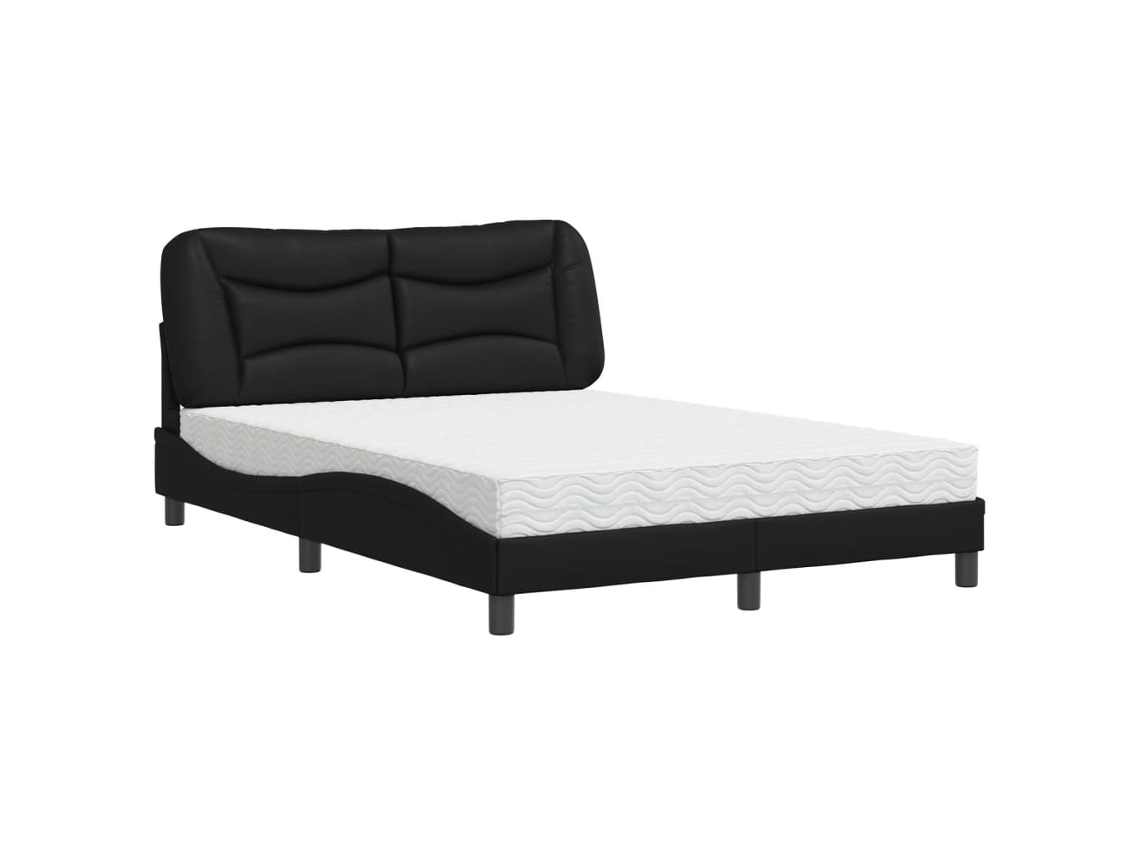 Bed, Beds Vidaxl Preto Couro Artificial (140 X 190 Cm)