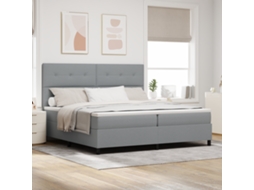 Cama Com Estrado E Colchão Com Luz Led Em Cinza, 200x200 Cm De Tecido