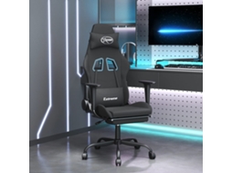 Vidaxl Cadeira Gaming De Massagem C/ Apoio De Pés Tecido Preto