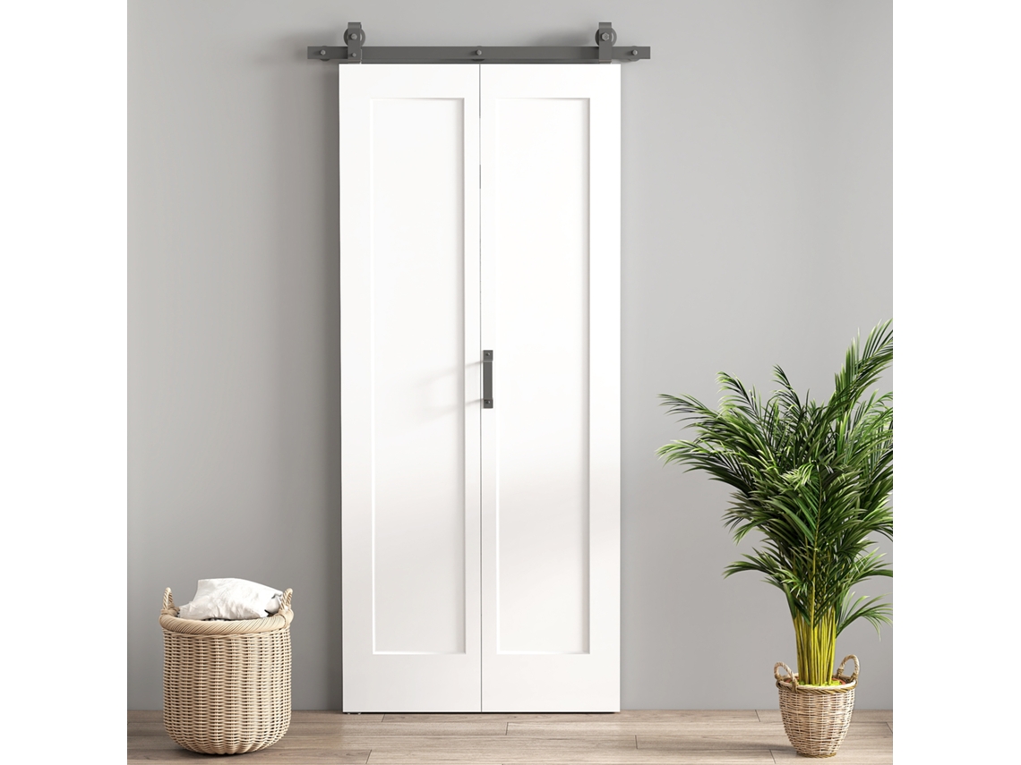 Folding Sliding Door With Hardware, Customizable Finish, Handle, Easy Assembly, 90x210 Cm, White